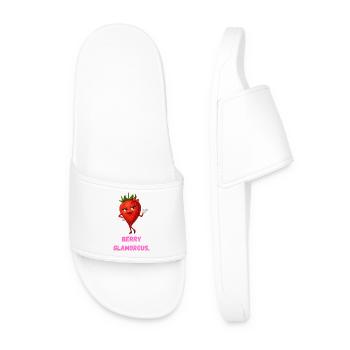 Berry Glamorous Strawberry Lady Caricature - Men’s Pool Sliders - white - Front