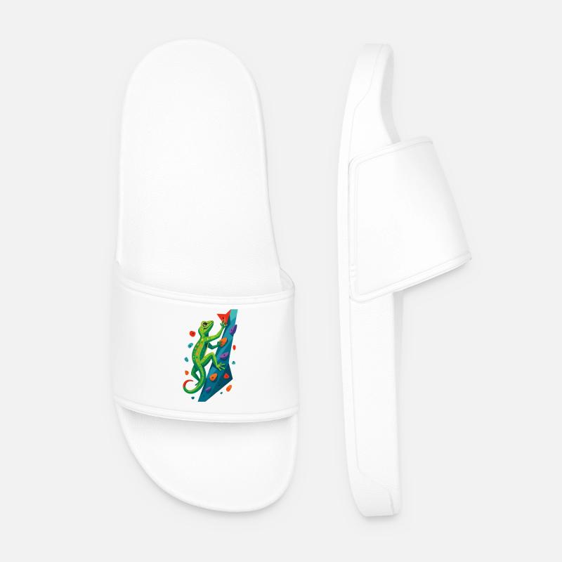 Bouldern Gecko Klettertier Klettern Echse Geschenk - Männer Badelatschen - Weiß