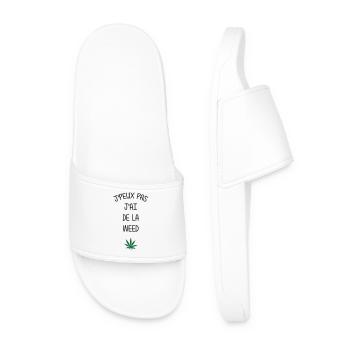 I can't, I have weed! - Men’s Pool Sliders - white - Front