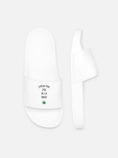 I can't, I have weed! - Men’s Pool Sliders - white