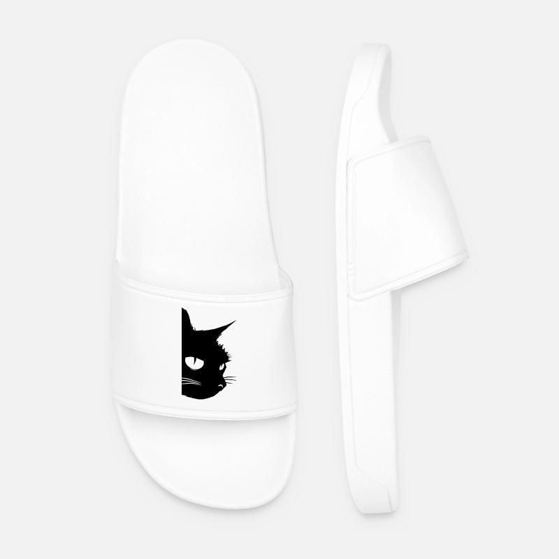 Schwarze Katze Kater  - Männer Badelatschen - Weiß