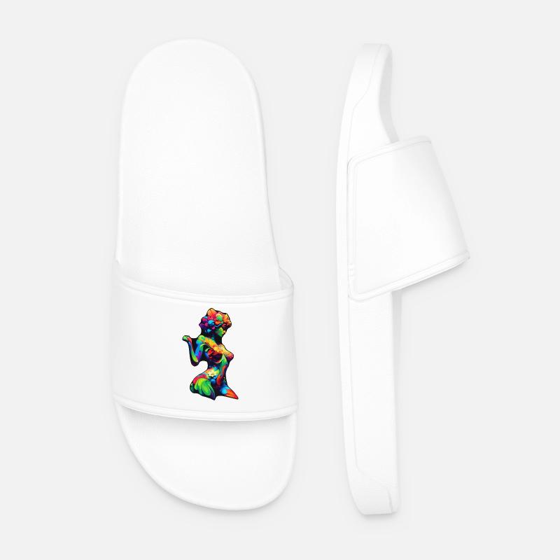 Bunte Flora-Silhouette - Männer Badelatschen - Weiß