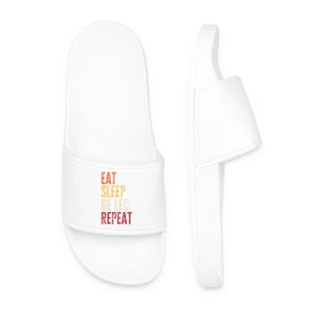 Eat Sleep Be Leo Repeat Retro Name - Men’s Pool Sliders - white - Front