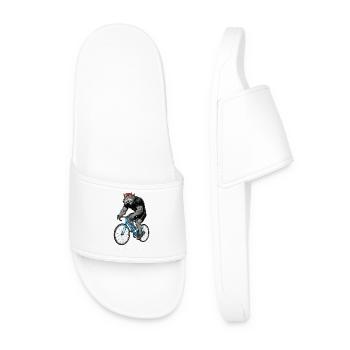 Cyclist Wolf Road Bike Mountain Bike Sport Bicycle - Men’s Pool Sliders - white - Front
