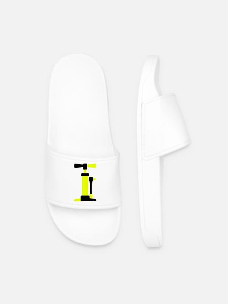 Bicycle Air Pump Graphic - Men’s Pool Sliders - white