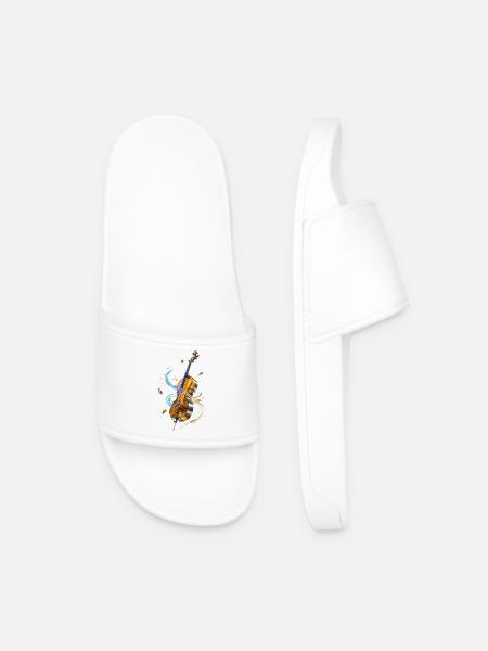 Violin in Luminous Spirals - Men’s Pool Sliders - white