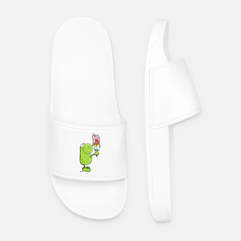 Frog with Ice Cream - Men’s Pool Sliders - white