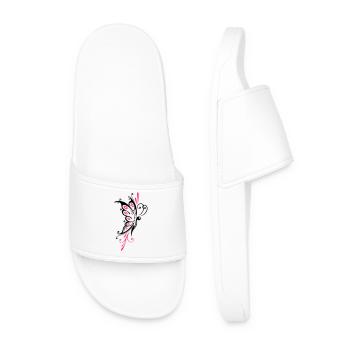 Big filigree butterfly, wings, girlie Tattoo style - Men’s Pool Sliders - white - Front