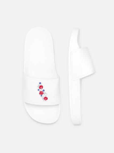 Poppies and cornflowers. Summer design. - Men’s Pool Sliders - white