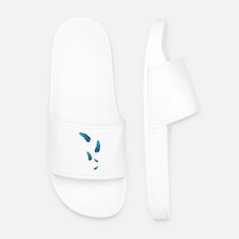 Blue Feathers - Men’s Pool Sliders - white