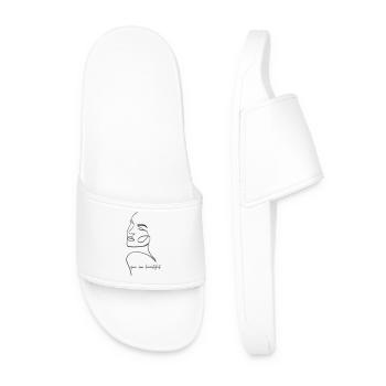 You Are Beautiful - Line Art Face - Men’s Pool Sliders - white - Front