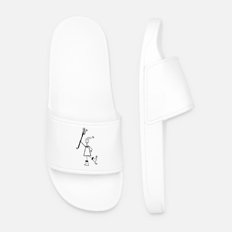 Mädchen Mistgabel Gummistiefel - Männer Badelatschen - Weiß