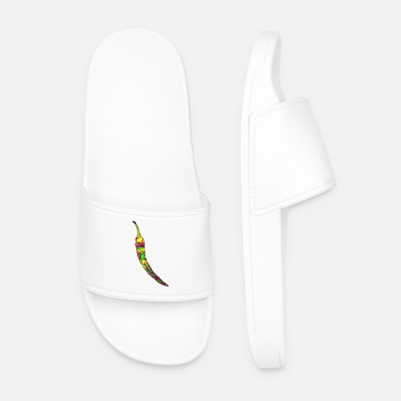 Chili Farbexplosion Illustration - Männer Badelatschen - Weiß