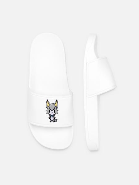 Kawaii Anime Vampire Wolf - Men’s Pool Sliders - white
