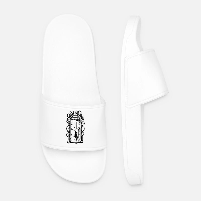 Cool Comic Spray Can with Drops - Men’s Pool Sliders - white