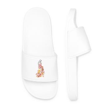 Lady Flower in flower dress - Men’s Pool Sliders - white - Front