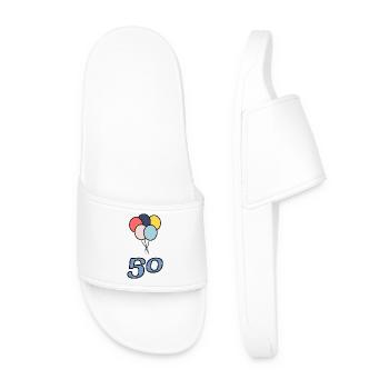 50. 50 YEARS. 50th ANNIVERSARY. 50 YEARS ANNIVERSARY. - Men’s Pool Sliders - white - Front