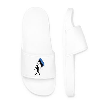 Flag Estonia man walking - Men’s Pool Sliders - white - Front
