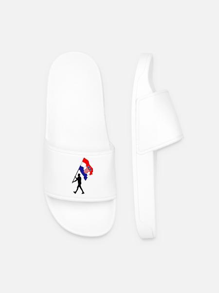 Flag Croatia man walking - Men’s Pool Sliders - white