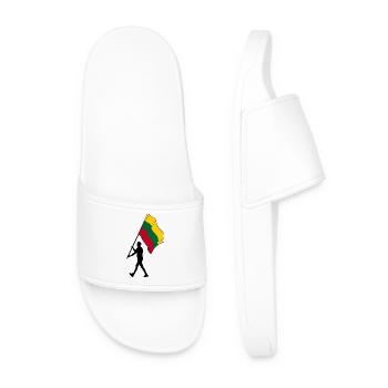 Flag Lithuania man walking - Men’s Pool Sliders - white - Front