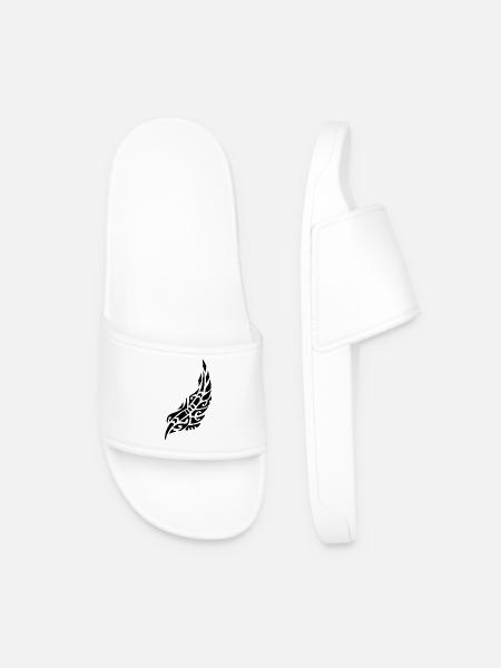 Black Feather of the Bird - Men’s Pool Sliders - white