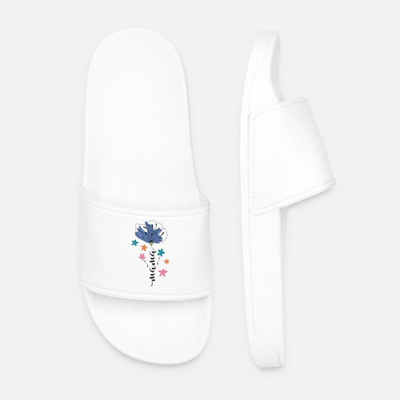 Mama – Blumen Design 🌸💙 - Männer Badelatschen - Weiß