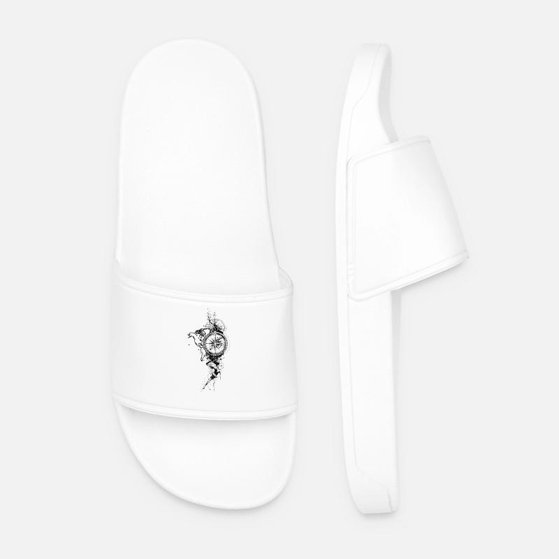 Compass Black Map - Men’s Pool Sliders - white