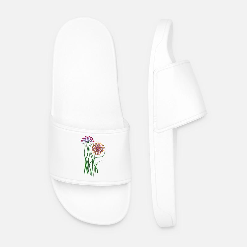 Flowers - Men’s Pool Sliders - white