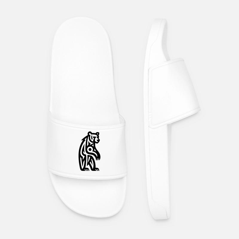 Just a Black Bear #3 - Men’s Pool Sliders - white