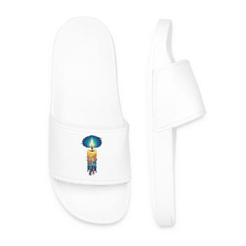 Faith Light Candle Retro Spirit Design - Men’s Pool Sliders - white - Front
