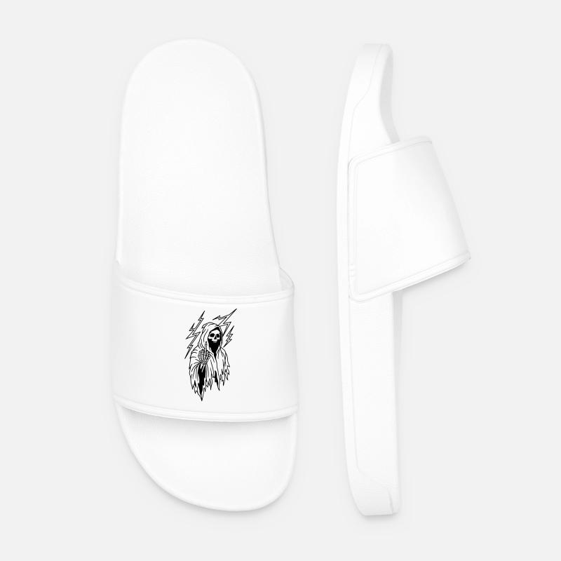 middle finger - Men’s Pool Sliders - white