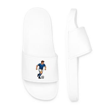 Joueur de football de dessin animé bleu en sprint - Claquettes Homme - blanc - Devant