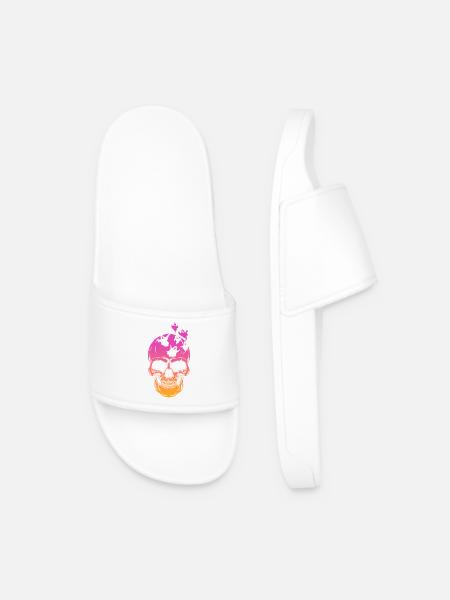 Halloween Ghost Halloween Skull Ghost - Men’s Pool Sliders - white