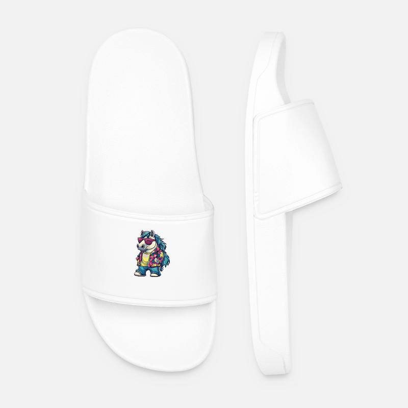 Pferd Comic Urlaub - Männer Badelatschen - Weiß