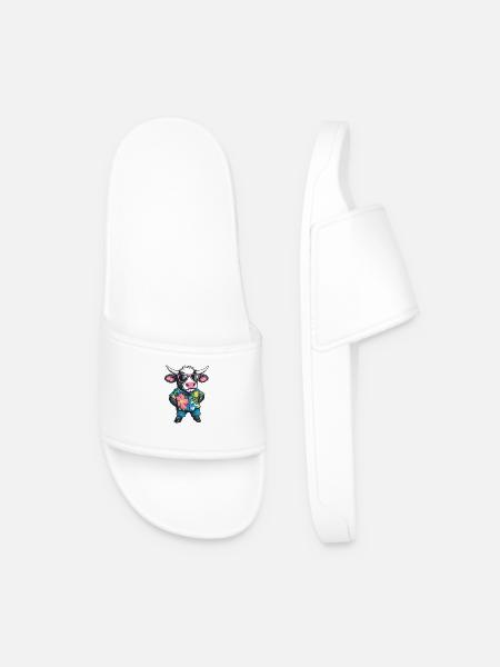 Cow Comic Holiday - Men’s Pool Sliders - white