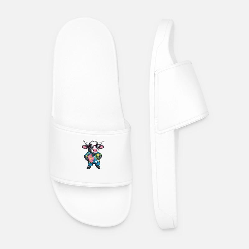 Cow Comic Holiday - Men’s Pool Sliders - white