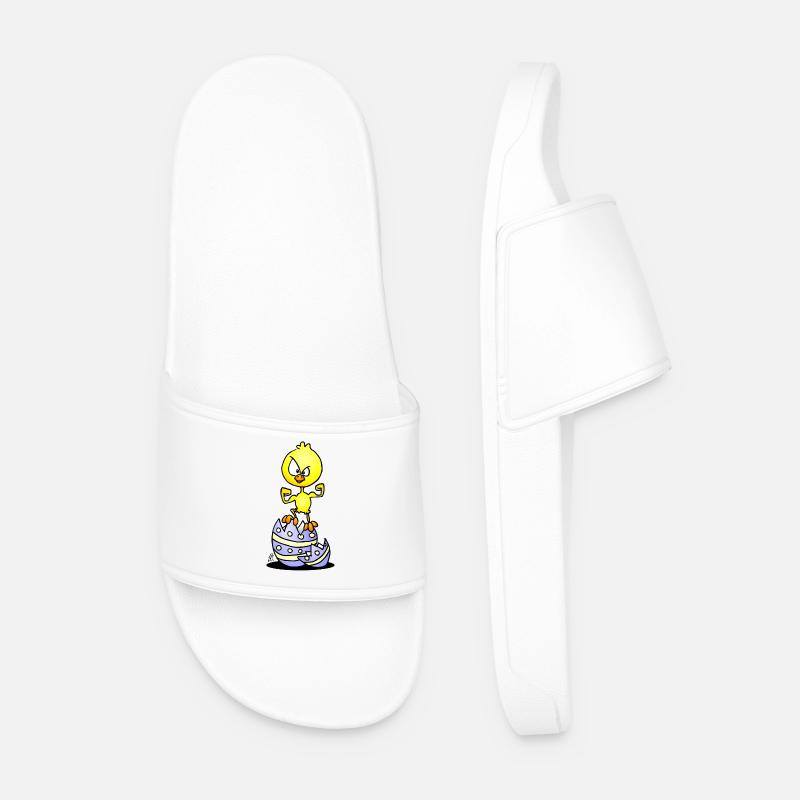 Bold Chick on Eggshells T-Shirt - Men’s Pool Sliders - white