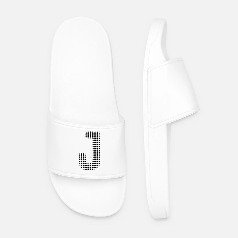 J letter dots grid - Men’s Pool Sliders - white