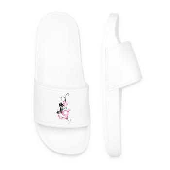 Two hearts with blossoms - Men’s Pool Sliders - white - Front