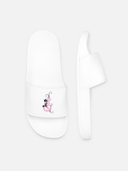 Two hearts with blossoms - Men’s Pool Sliders - white