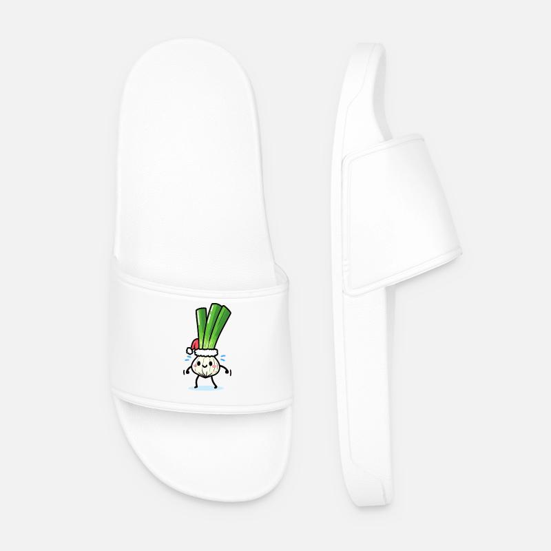 St. Nicholas Cute Spring Onion - Men’s Pool Sliders - white