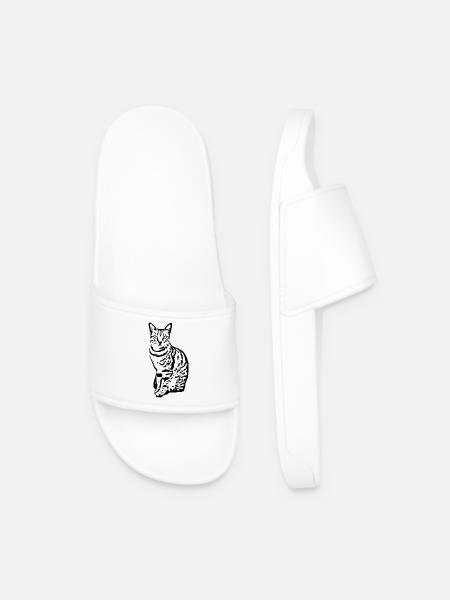 Katze Kätzchen Tigerkatze Katzenshirt Geschenk - Männer Badelatschen - Weiß