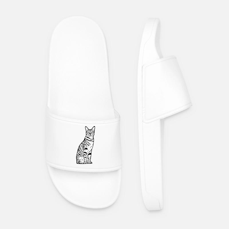 Katze Kätzchen Tigerkatze - Männer Badelatschen - Weiß