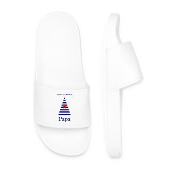 DAD. FATHER'S DAY. HAPPY FATHER'S DAY. HAPPY BIRTHDAY. - Men’s Pool Sliders - white - Front