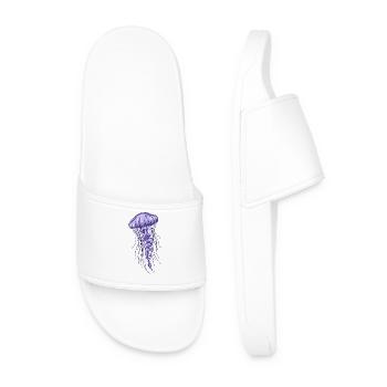 Purple Jellyfish Illustration - Men’s Pool Sliders - white - Front