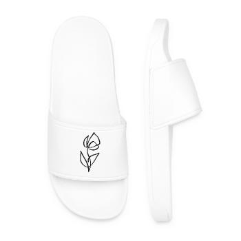 Tulpe Skizze – elegante Blumenzeichnung - Männer Badelatschen - Weiß - Vorne