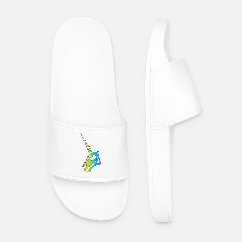 Regenbogen Einhorn Schädel - Männer Badelatschen - Weiß