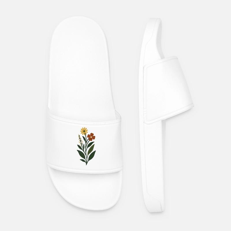 Frühlingsblumen Minimalkunst - Männer Badelatschen - Weiß