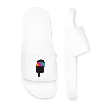 Regenbogen Eis Silhouette Street Art Style  - Männer Badelatschen - Weiß - Vorne