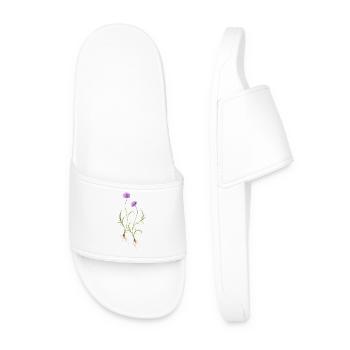 Meadow Flower Nature Illustration - Men’s Pool Sliders - white - Front